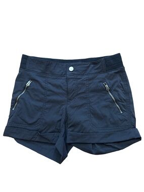 Athleta Womens Size 2 Black Nylon Spandex Cargo Shorts Zip Pockets‎ Roll Cuff